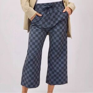 Albion Fit AUDREY WIDE LEG PANTS Gray CHECKERS Women’s X SMALL